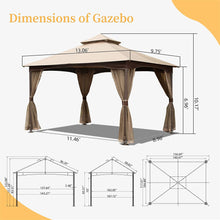 Load image into Gallery viewer, 10&#39;x13&#39; Gazebo, Outdoor Gazebo with Mosquito Netting, Metal Frame Double Roof Soft Top Patio Gazebo Canopy Tent for Deck Backyard Garden Lawns (Khaki)
