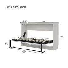Load image into Gallery viewer, Twin Size Horizontal Murphy Bed, Hideaway Wall Bed, Folding Into Cabinet, Space Saving Furniture For Multipurpose Guest Room, Home Office - Rustic White
