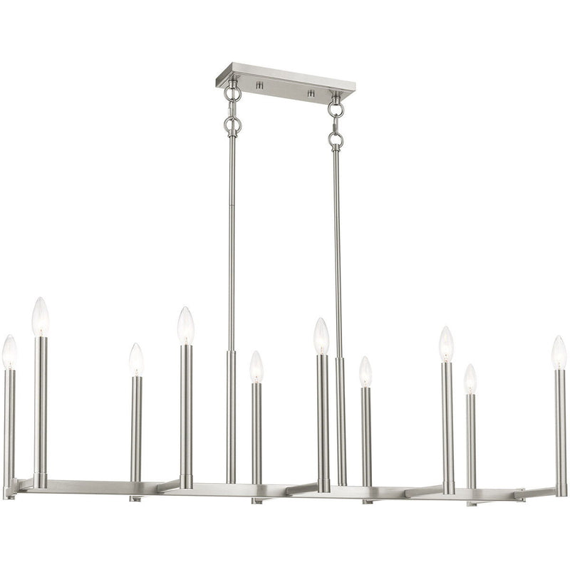 18" Ten Light Dimmable Chandelier With Shades - Nickel