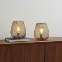 Load image into Gallery viewer, Pierced Geometric Cordless Lantern Lamps (Set of 2) - Silver
