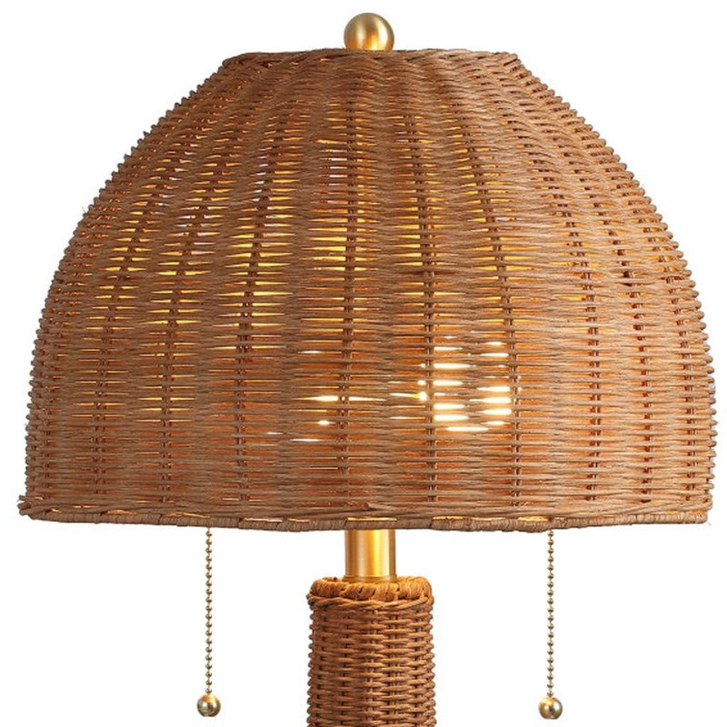 Lantern Bedside Lamp With Dome Shade - Dark Brown