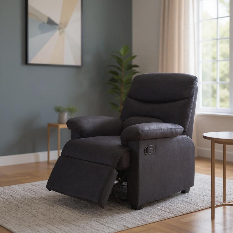 Microfiber Manual Recliner - Black