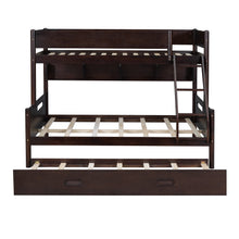 Load image into Gallery viewer, Wood Twin over Full Bunk Bed with Storage Shelves and Twin Size Trundle, Espresso
