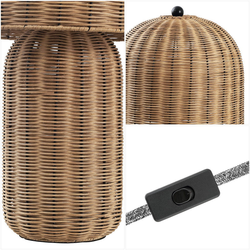 Round Table Lamp With Globe Shade - Natural