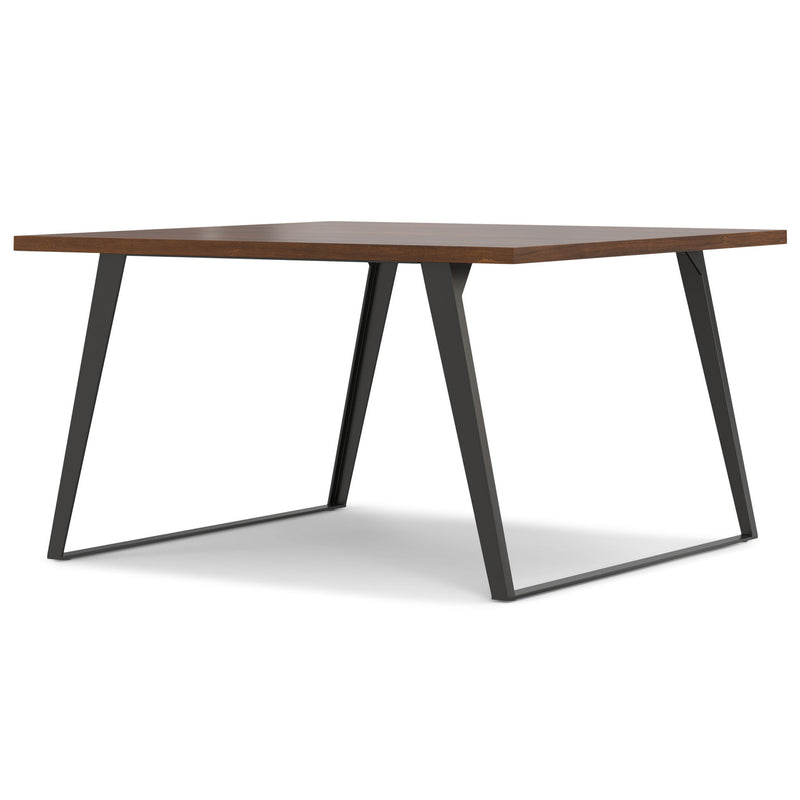 Wood Iron Frame Base Square Dining Table - Walnut / Gray