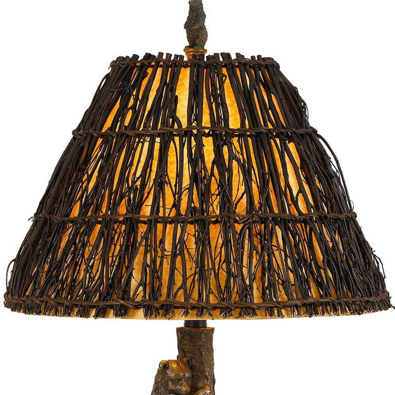 Table Lamp With Brown Empire Shade - Bronze