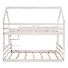 Load image into Gallery viewer, Twin over Full House Bunk Bed with Built-in Ladder,White
