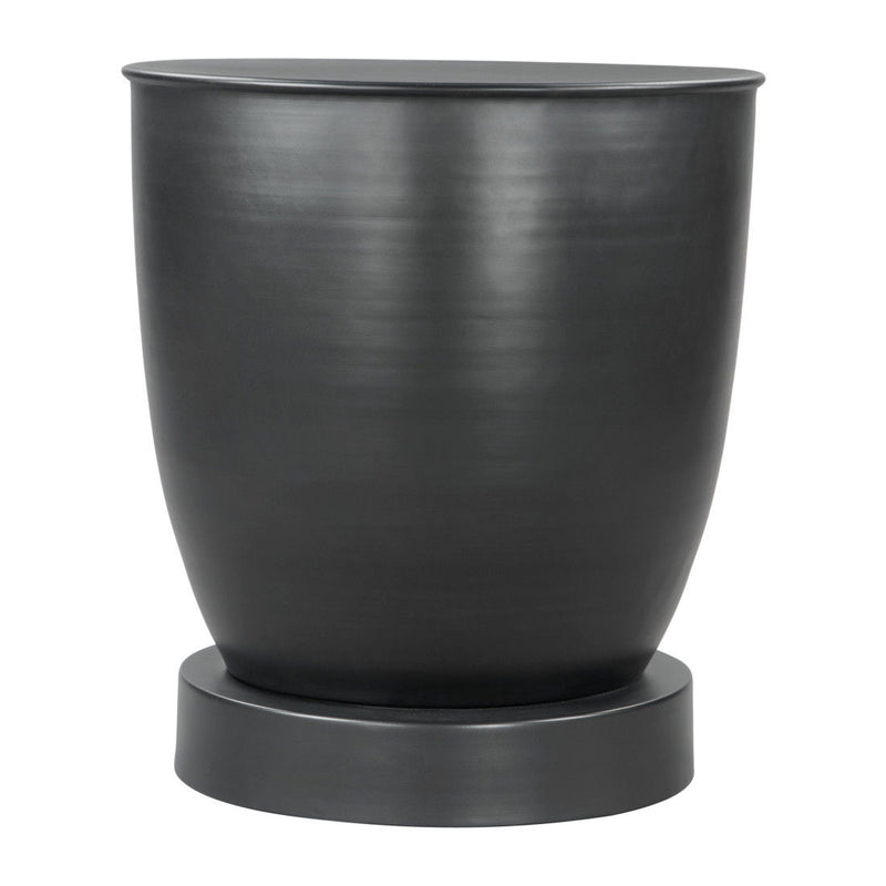 20" Iron Round Pedestal End Table - Black