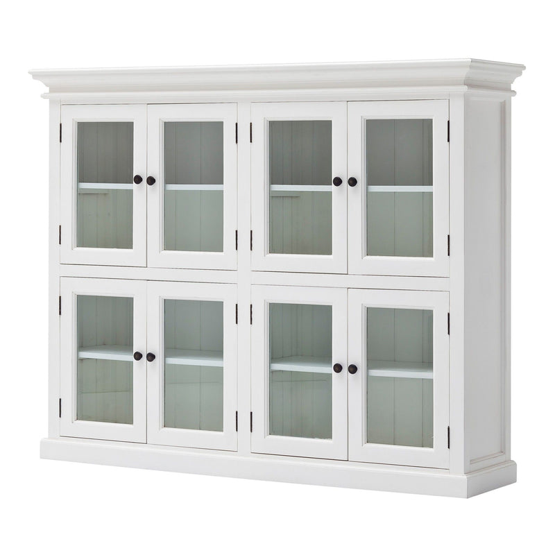 Wood And Glass Two Level Storage Cabinet - White