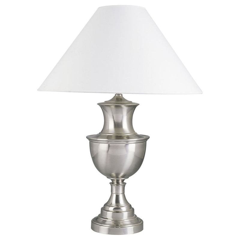 28" Metal Urn Table Lamp With White Classic Empire Shade - Nickel