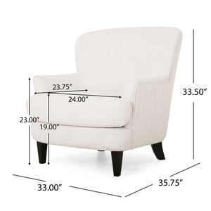 Melodique - Boucle Fabric Upholstered Club Chair With Tapered Legs
