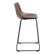 Load image into Gallery viewer, 29" Faux Leather And Steel Counter Height Bar Chairs (Set of 2) - Espresso / Black

