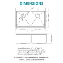 Load image into Gallery viewer, Topmount Drop In Kitchen Sink, Double Bowl Stainless Steel - Brushed Nickel
