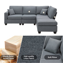 Load image into Gallery viewer, [VIDEO provided][New]89.8*60.2&quot; Modern Sectional Sofa,5-Seat Modular Couch Set with Convertible Ottoman,L-Shape Linen Fabric Corner Couch Set with 2 Pillows for Living Room,Apartment,Office, 3 Colors
