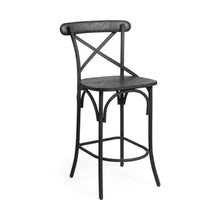 Load image into Gallery viewer, 26" Cottage Solid Wood And Iron Counter Height Bar Chair - Black
