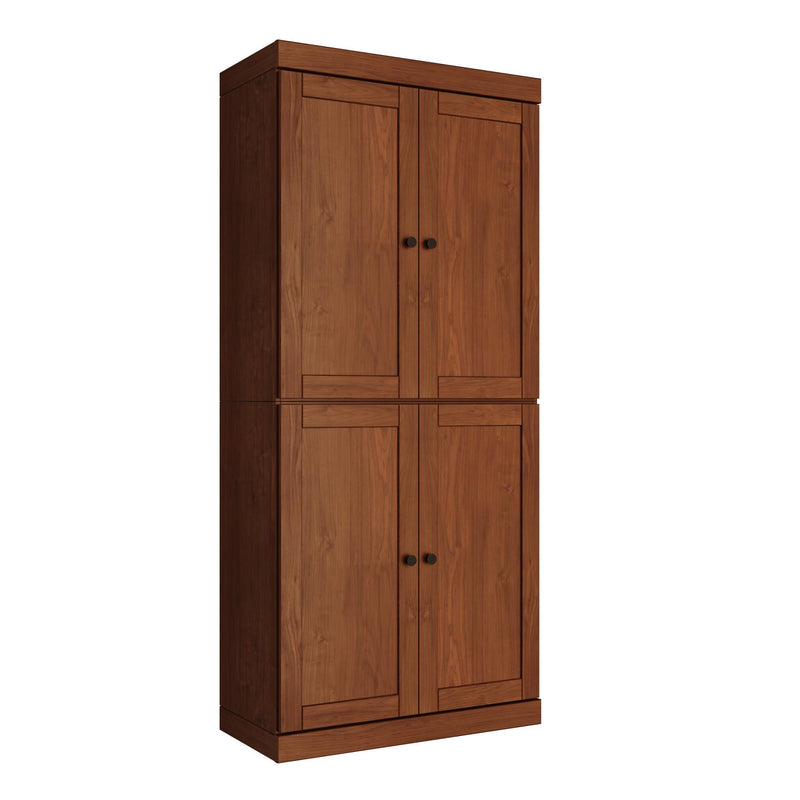 Adjustable Six Tier Library Bookcase With Four Doors (745616) - Coffee