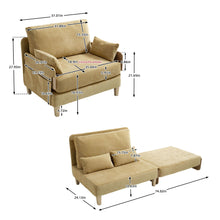 Load image into Gallery viewer, Mid Century Modern Foldable Sofa Bed, 3 In 1 Convertible Sleeper With 3 Pillows
