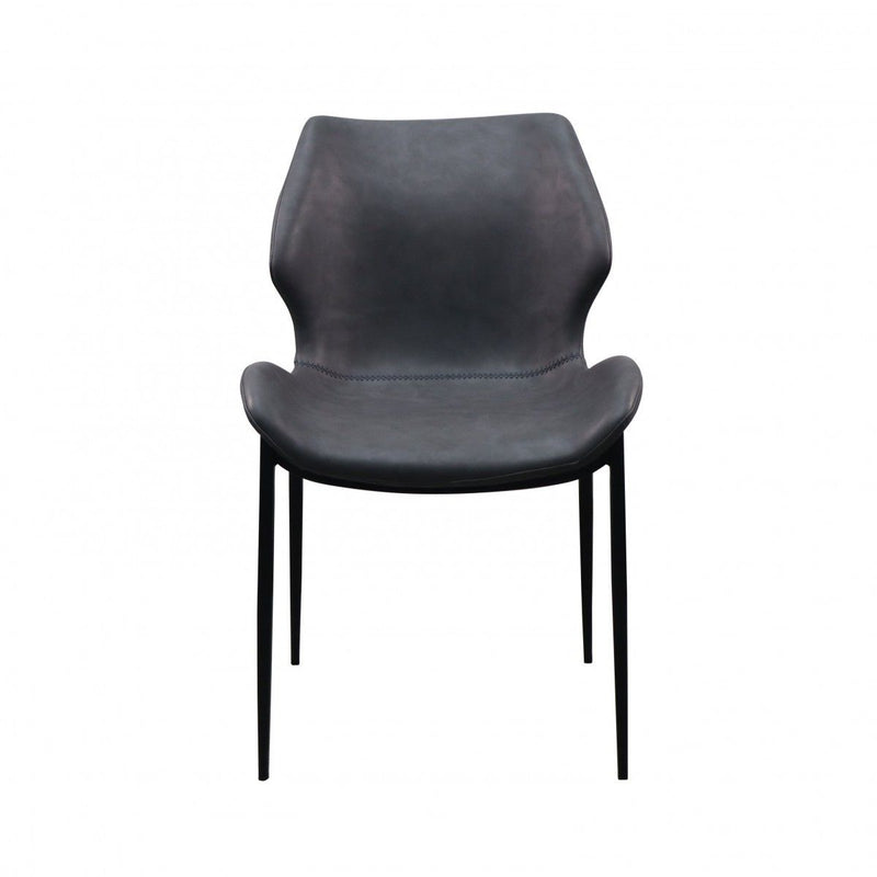 Upholstered Faux Leather Wing Back Dining Side Chairs (Set of 2) - Gray