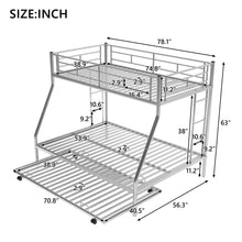 Load image into Gallery viewer, Bunk Bed With Steel Frame And Trundle, 2 Side Ladders
