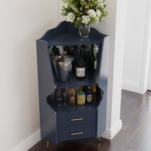 Load image into Gallery viewer, Corner Bar Cabinet With Mirrored Back, 2 Open Shelves &amp; 2 Drawers, High Legs For Easy Cleaning
