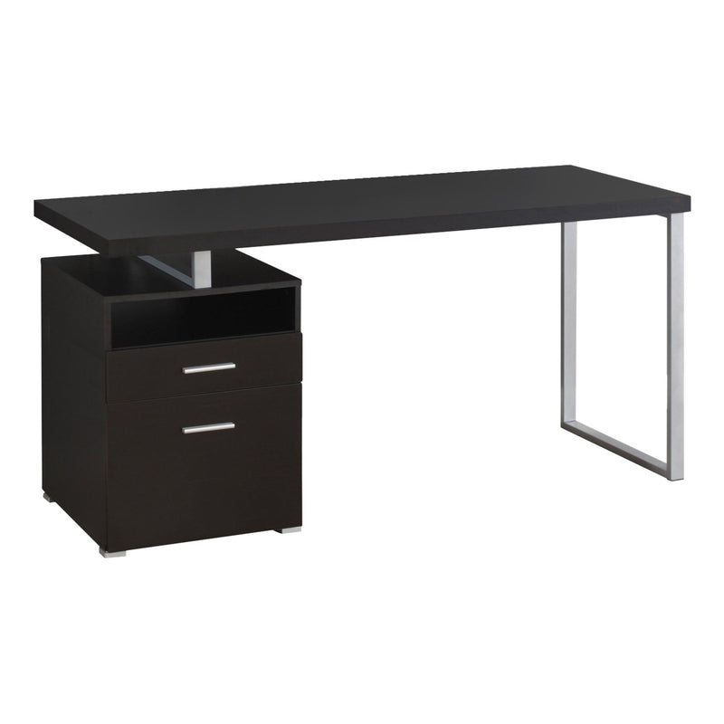 24" Computer Desk With Two Drawers - Dark Brown And Silver