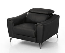 Load image into Gallery viewer, 42" Genuine Leather And Silver Solid Color Lounge Chair - Black
