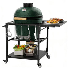 Load image into Gallery viewer, Outdoor Grill Table, Prep Cart With Wheels, Storage Shelf And Hooks - Black
