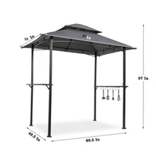 Load image into Gallery viewer, Outdoor Grill Gazebo With Double Tier Soft Top Canopy, Steel Frame, Bar Counters &amp; Hook

