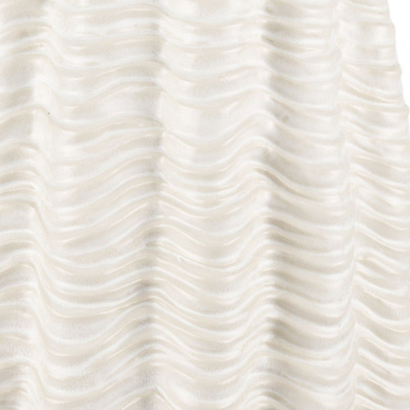 Cylinder Sculptural Waves Table Vase - Cream