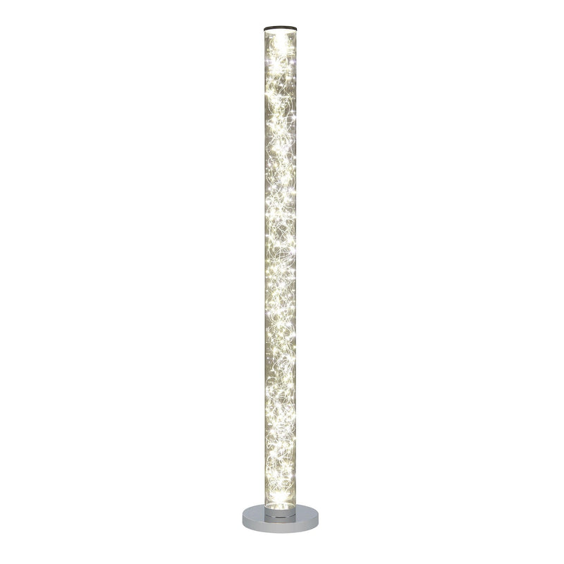Steel LED Column Floor Lamp With Clear Drum Shade - White