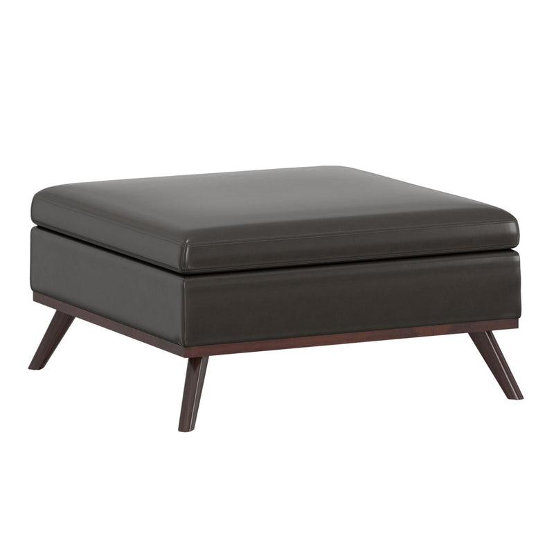 36" Leather Cocktail Ottoman With Storage - Brown