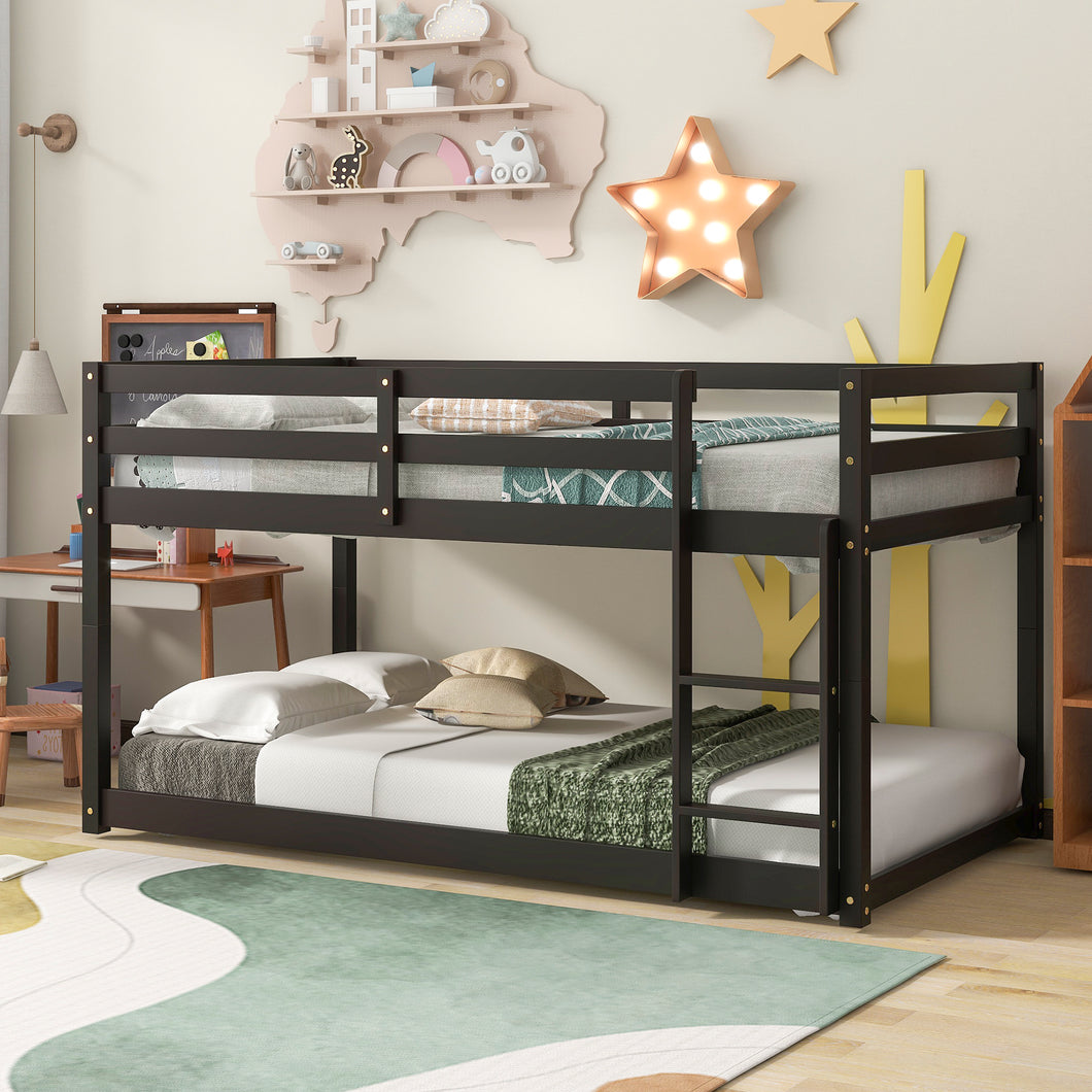 Twin over Twin Floor Bunk Bed,Espresso(Old SKU:W50437211)