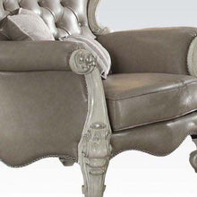 Load image into Gallery viewer, Faux Leather Tufted Wingback Chair - Gray And Bone
