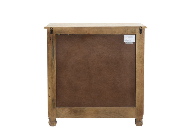Three Drawer Floral Carved Solid Wood Nightstand - Distressed White