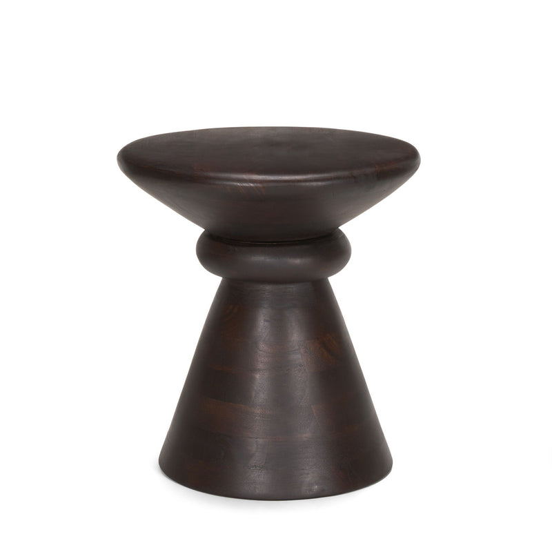 Solid Wood Round Pedestal End Table - Dark Brown