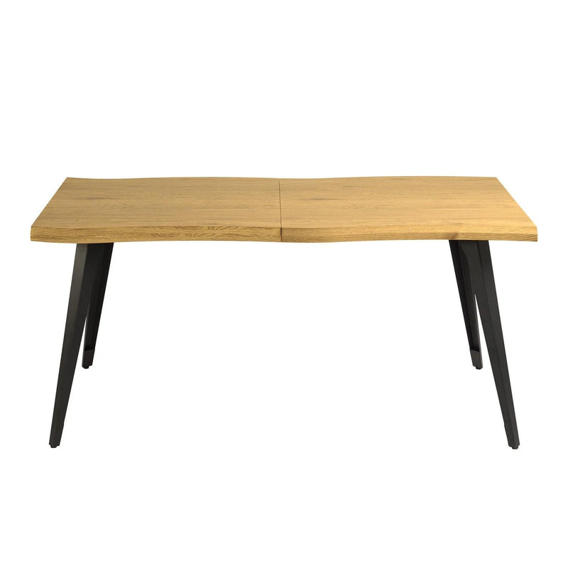 Wood And Iron Live Edge Dining Table - Natural And Black