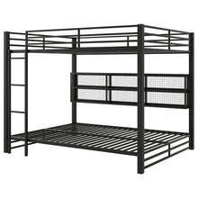 Load image into Gallery viewer, Queen Over Queen Bunk Bed With Storage Cabinets And LED Sturdy Frame, 6 Storage Units, Adjustable LED Lights - Black
