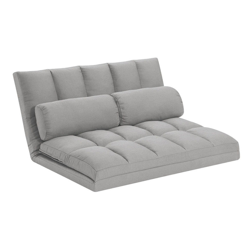 45" Futon Convertible Sleeper Loveseat And Toss Pillows - Gray