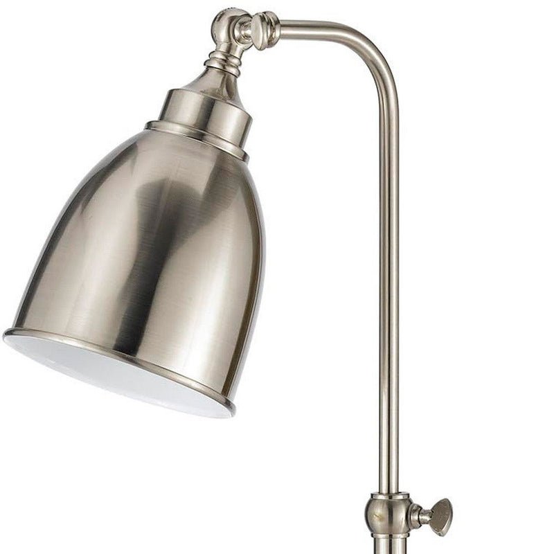 Metal Adjustable Table Lamp With Nickel Dome Shade - Nickel