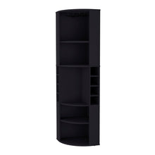 Load image into Gallery viewer, 71" Wood Accent Corner Bar Cabinet - Black
