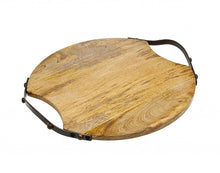 Load image into Gallery viewer, 13" Round Wood And Metal Tray - Brown

