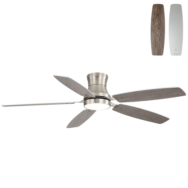 52" Flush Mount Ceiling Fan With Light, DC Motor, Remote Control, Dual Color