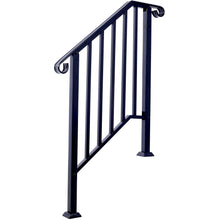 Load image into Gallery viewer, Handrails For Outdoor Steps, Fit 2 Or 3 Steps Outdoor Stair Railing, Wrought Iron Handrail, Flexible Porch Railing, Transitional Handrails For Concrete Steps Or Wooden Stairs
