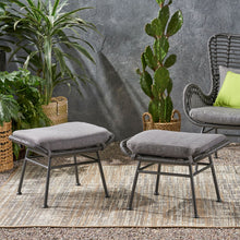 Load image into Gallery viewer, Outdoor Modern Boho Wicker Ottoman With Cushions (Set of 2)
