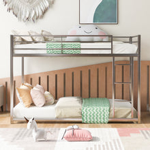 Load image into Gallery viewer, Twin over Twin Metal Bunk Bed, Low Bunk Bed with Ladder,Silver(OLD SKU:WF282465AAN)
