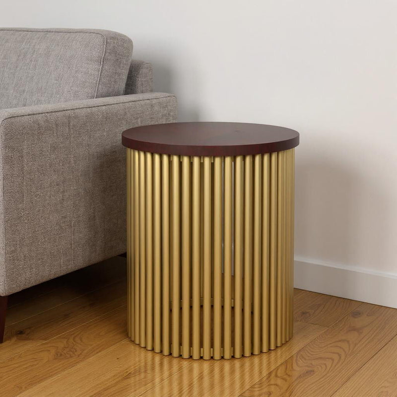 Modern Round End Table - Gold