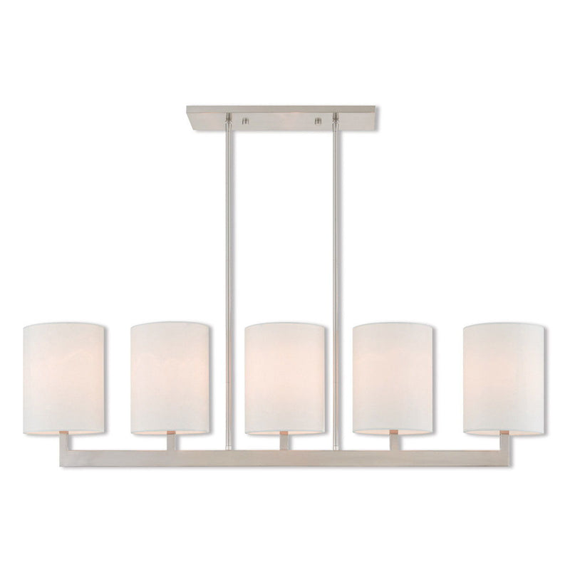 22'' Five-Light Dimmable Chandelier With Shades - Nickel