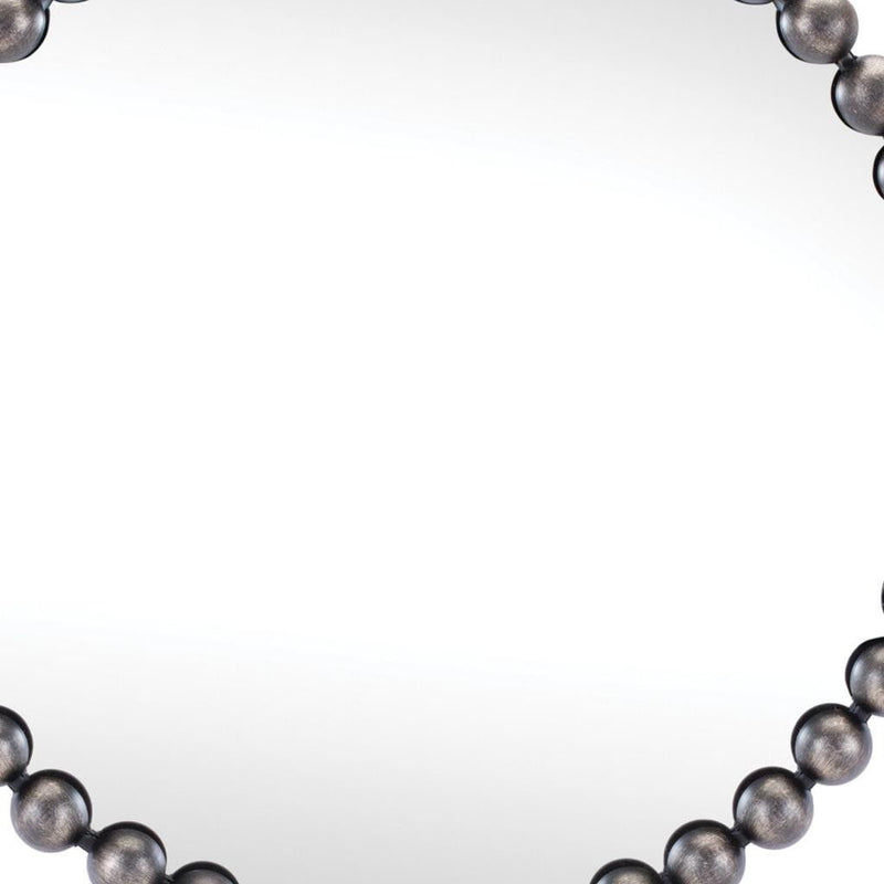 24" Iron Beaded Round Accent Mirror - Dark Gray