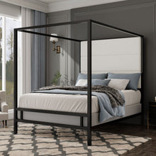 Load image into Gallery viewer, Modern Canopy Bed With Tall Upholstered Headboard
