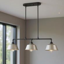 Load image into Gallery viewer, Kitchen Island Three Light Metal Dimmable Chandelier With Shades - Gray
